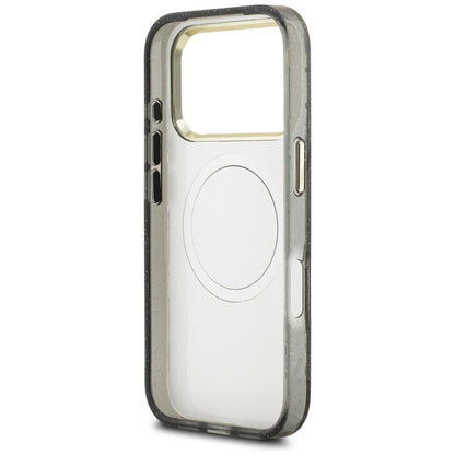 Θήκη MagSafe για Apple iPhone 17 Pro Max, Guess, IML Metal Glitter Flowers Triangle, Μαύρη