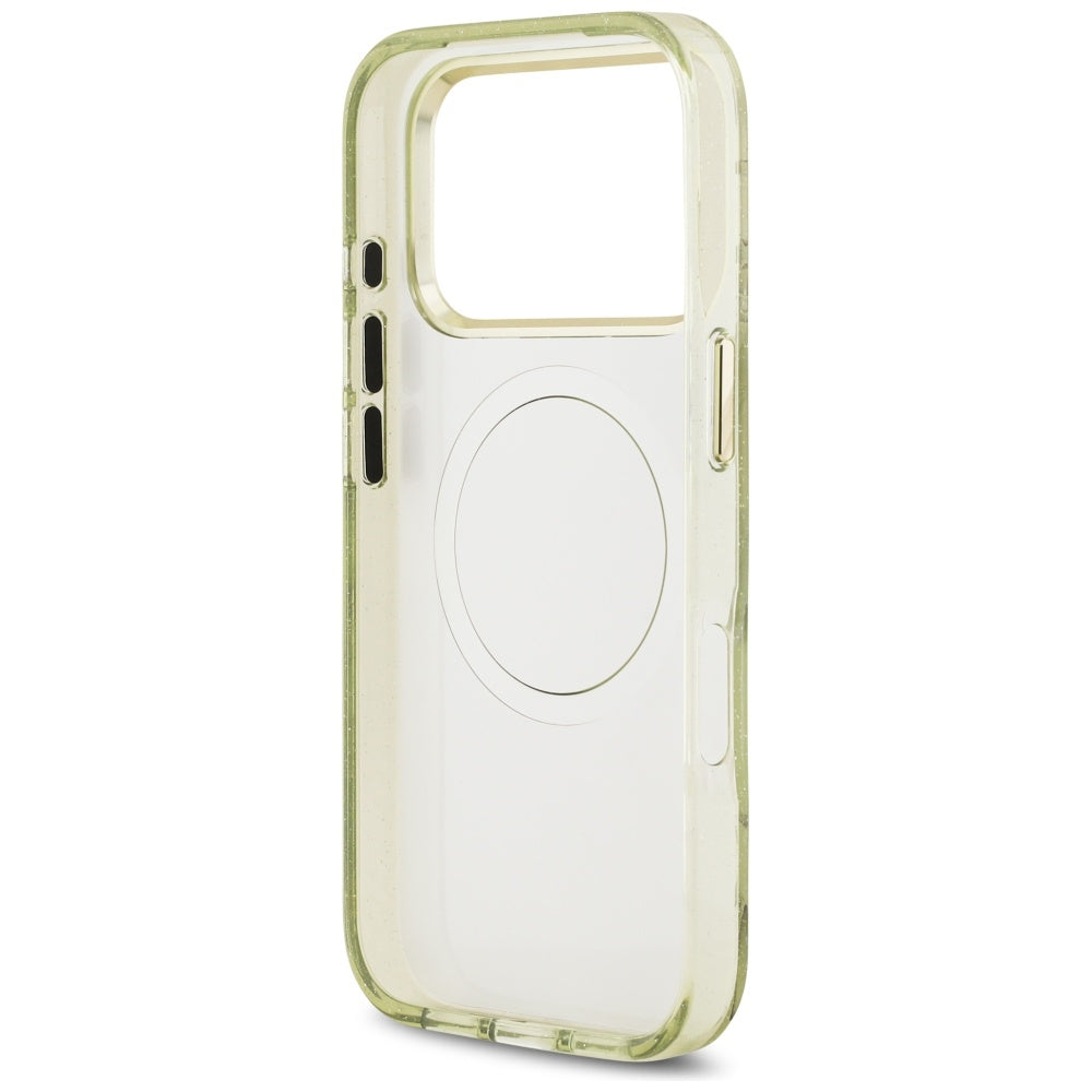 Θήκη MagSafe για Apple iPhone 17 Pro Max, Guess, IML Metal Glitter Flowers Triangle, Πράσινο