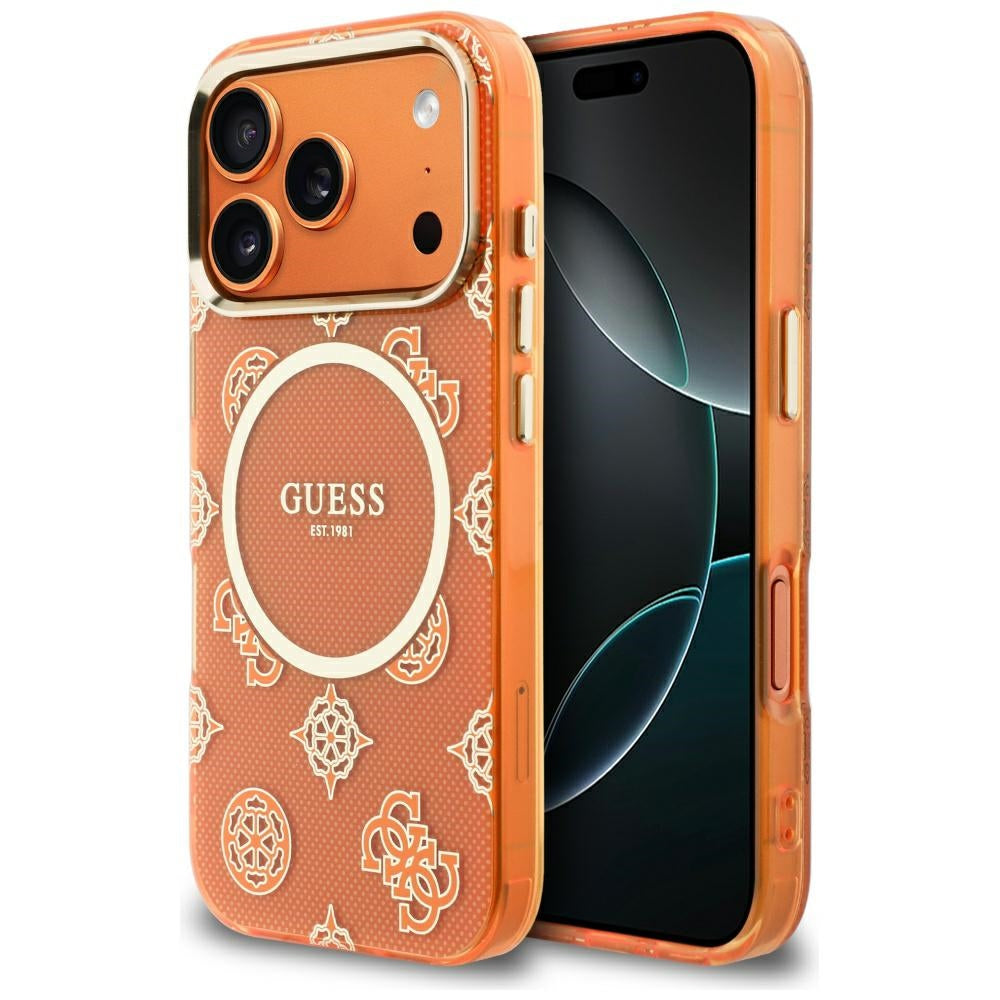 Θήκη MagSafe για Apple iPhone 17 Pro Max, Guess, IML Peony Dot, Πορτοκαλί