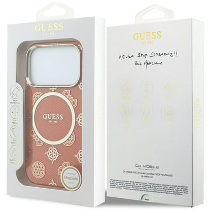 Θήκη MagSafe για Apple iPhone 17 Pro Max, Guess, IML Peony Dot, Πορτοκαλί