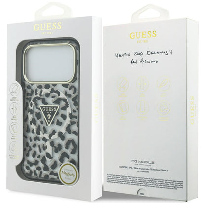 MagSafe Case for Apple iPhone 17 Pro Max, Guess, Leopard Glitter, Black