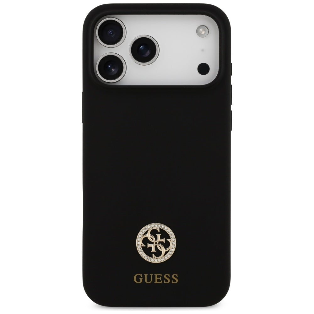 Θήκη MagSafe για Apple iPhone 17 Pro Max, Guess, Logo Strass 4G, Μαύρη