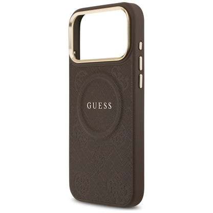 Θήκη MagSafe για Apple iPhone 17 Pro Max, Guess, Peony Hot Stamp, Καφέ