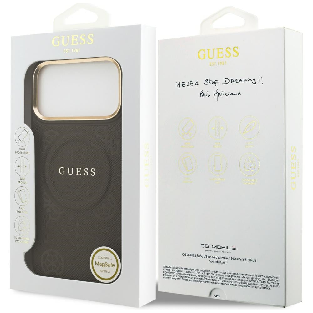 Θήκη MagSafe για Apple iPhone 17 Pro Max, Guess, Peony Hot Stamp, Καφέ
