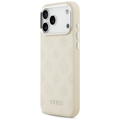 Θήκη MagSafe για Apple iPhone 17 Pro Max, Guess, Peony Hot Stamp Script, Μπεζ