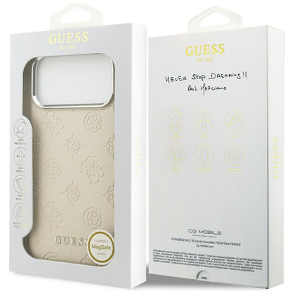 Θήκη MagSafe για Apple iPhone 17 Pro Max, Guess, Peony Hot Stamp Script, Μπεζ