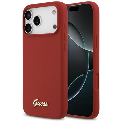 Θήκη MagSafe για Apple iPhone 17 Pro Max, Guess, Script Metal Logo, Ροζ