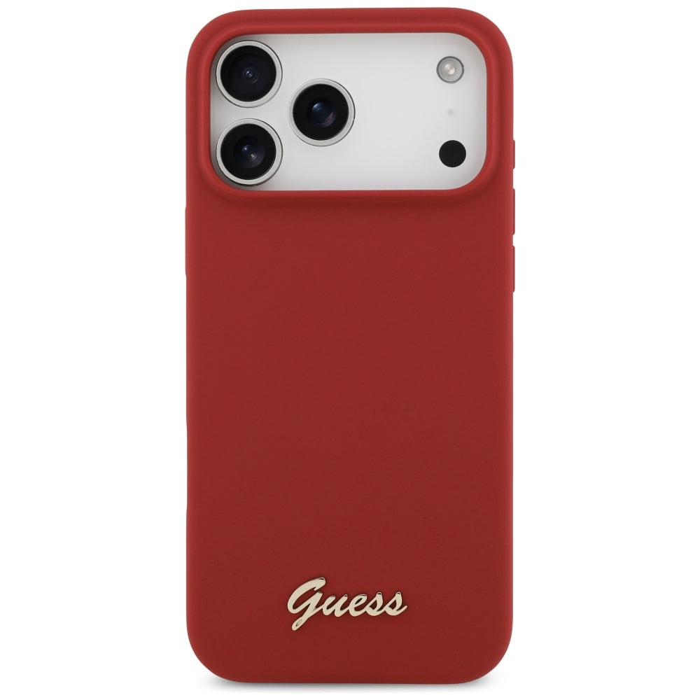 Θήκη MagSafe για Apple iPhone 17 Pro Max, Guess, Script Metal Logo, Ροζ