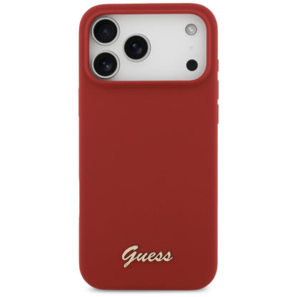 Θήκη MagSafe για Apple iPhone 17 Pro Max, Guess, Script Metal Logo, Ροζ