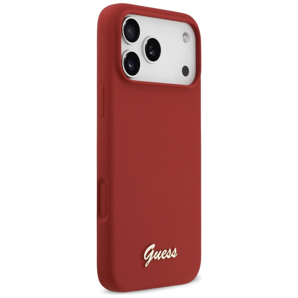 Θήκη MagSafe για Apple iPhone 17 Pro Max, Guess, Script Metal Logo, Ροζ