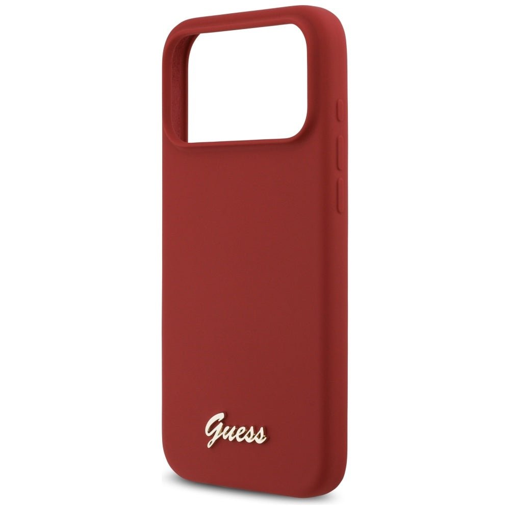 Θήκη MagSafe για Apple iPhone 17 Pro Max, Guess, Script Metal Logo, Ροζ