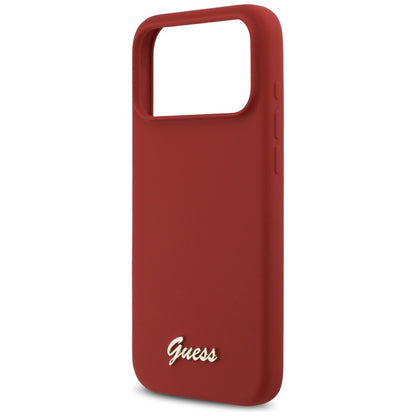 Θήκη MagSafe για Apple iPhone 17 Pro Max, Guess, Script Metal Logo, Ροζ