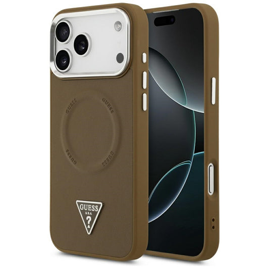 Θήκη MagSafe για Apple iPhone 17 Pro Max, Guess, Triangle Logo, Καφέ Ασημί