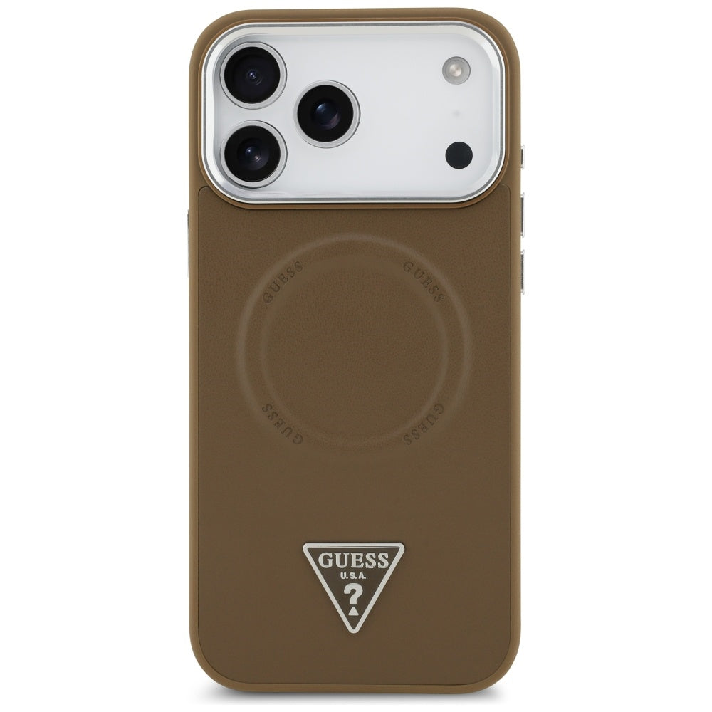 Θήκη MagSafe για Apple iPhone 17 Pro Max, Guess, Triangle Logo, Καφέ Ασημί