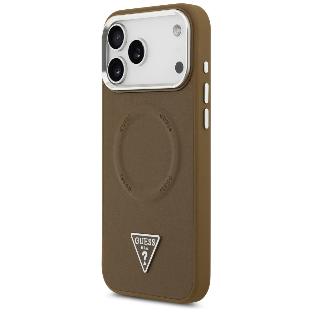 Θήκη MagSafe για Apple iPhone 17 Pro Max, Guess, Triangle Logo, Καφέ Ασημί