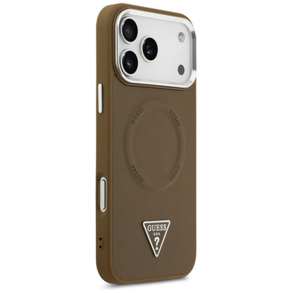 Θήκη MagSafe για Apple iPhone 17 Pro Max, Guess, Triangle Logo, Καφέ Ασημί