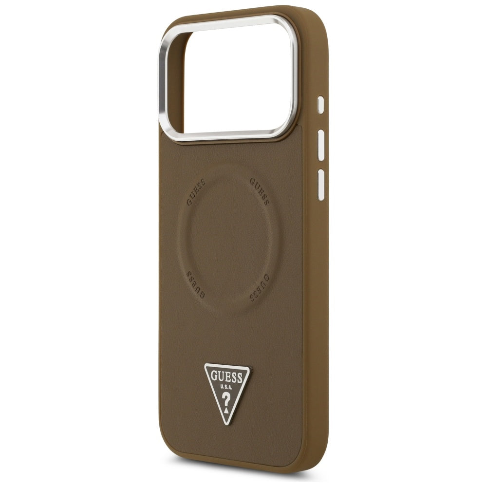 Θήκη MagSafe για Apple iPhone 17 Pro Max, Guess, Triangle Logo, Καφέ Ασημί