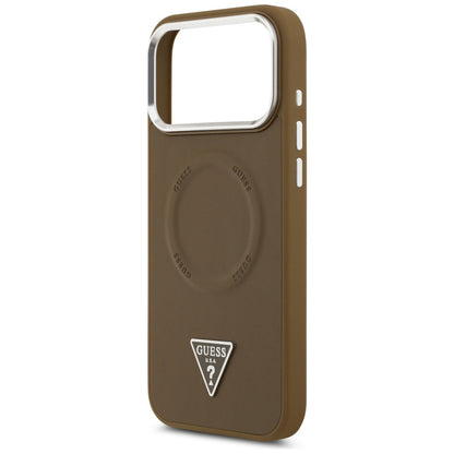 Θήκη MagSafe για Apple iPhone 17 Pro Max, Guess, Triangle Logo, Καφέ Ασημί