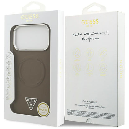 Θήκη MagSafe για Apple iPhone 17 Pro Max, Guess, Triangle Logo, Καφέ Ασημί