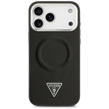 Θήκη MagSafe για Apple iPhone 17 Pro Max, Guess, Triangle Logo, Μαύρη Ασημί
