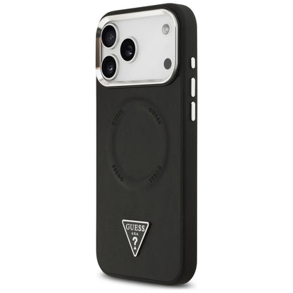 Θήκη MagSafe για Apple iPhone 17 Pro Max, Guess, Triangle Logo, Μαύρη Ασημί