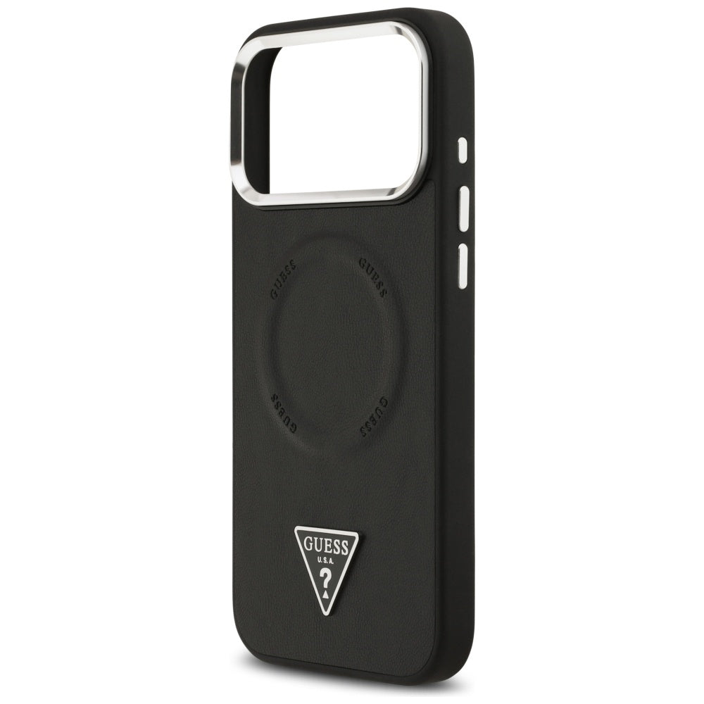 Θήκη MagSafe για Apple iPhone 17 Pro Max, Guess, Triangle Logo, Μαύρη Ασημί