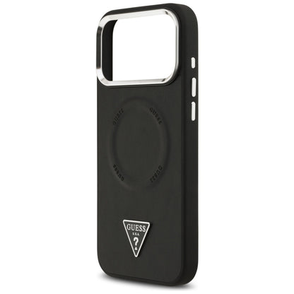 Θήκη MagSafe για Apple iPhone 17 Pro Max, Guess, Triangle Logo, Μαύρη Ασημί