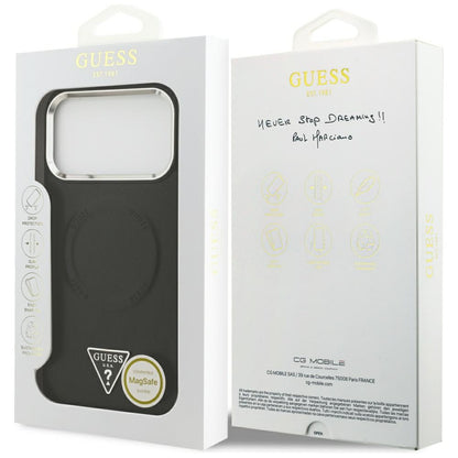 Θήκη MagSafe για Apple iPhone 17 Pro Max, Guess, Triangle Logo, Μαύρη Ασημί