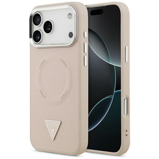 Θήκη MagSafe για Apple iPhone 17 Pro Max, Guess, Triangle Logo, Ροζ Ασημί