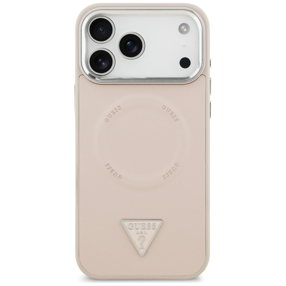 Θήκη MagSafe για Apple iPhone 17 Pro Max, Guess, Triangle Logo, Ροζ Ασημί