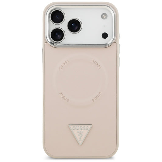 Θήκη MagSafe για Apple iPhone 17 Pro Max, Guess, Triangle Logo, Ροζ Ασημί