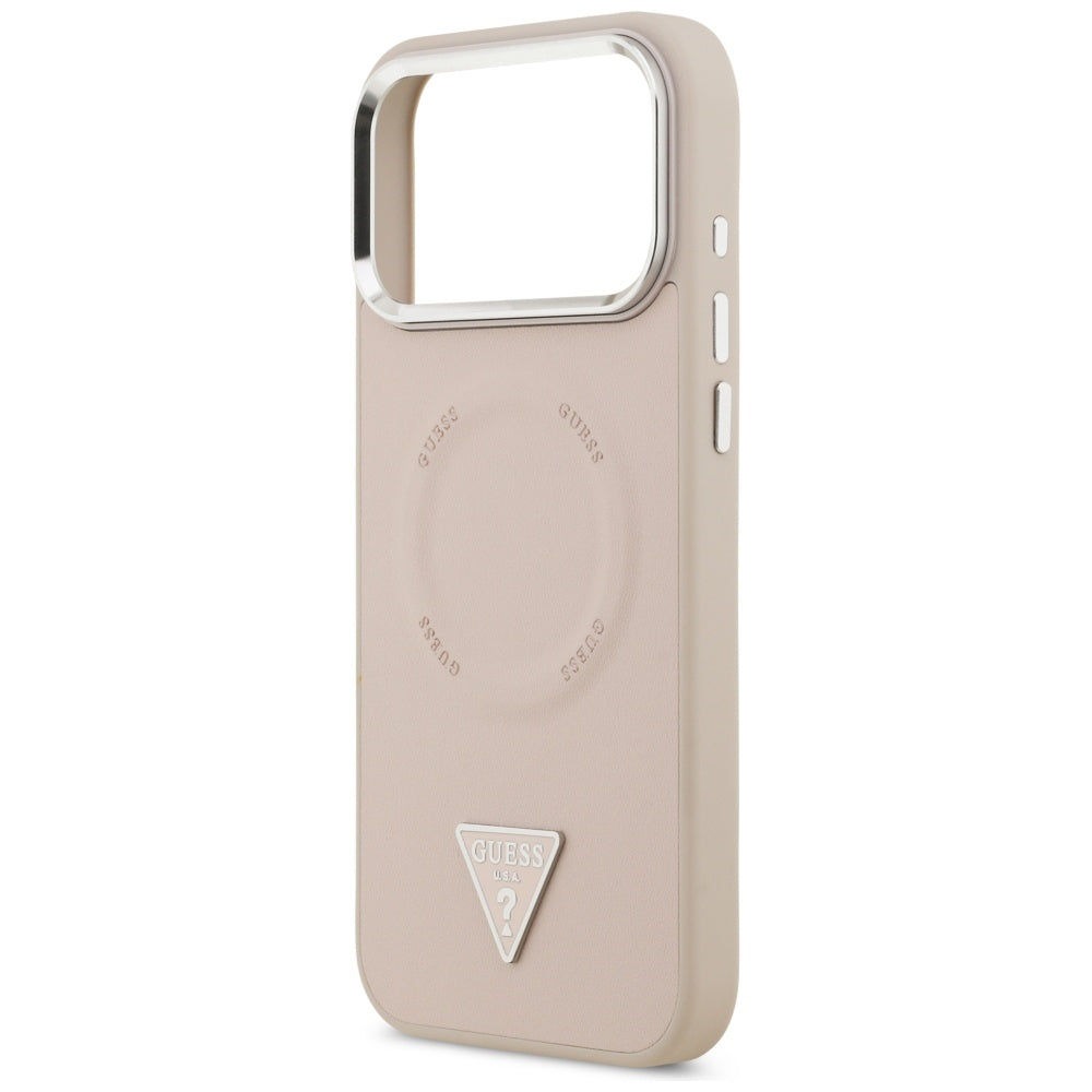 Θήκη MagSafe για Apple iPhone 17 Pro Max, Guess, Triangle Logo, Ροζ Ασημί
