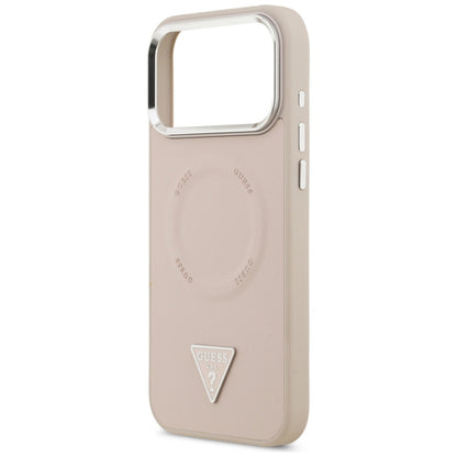 Θήκη MagSafe για Apple iPhone 17 Pro Max, Guess, Triangle Logo, Ροζ Ασημί