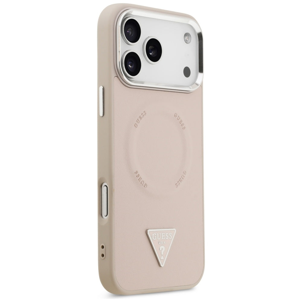 Θήκη MagSafe για Apple iPhone 17 Pro Max, Guess, Triangle Logo, Ροζ Ασημί
