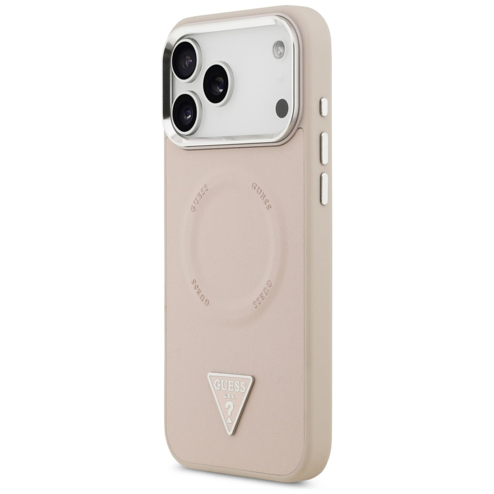 Θήκη MagSafe για Apple iPhone 17 Pro Max, Guess, Triangle Logo, Ροζ Ασημί