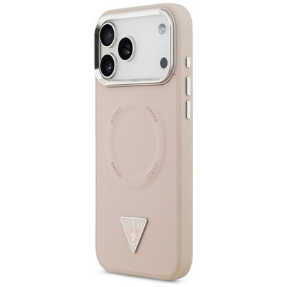 Θήκη MagSafe για Apple iPhone 17 Pro Max, Guess, Triangle Logo, Ροζ Ασημί