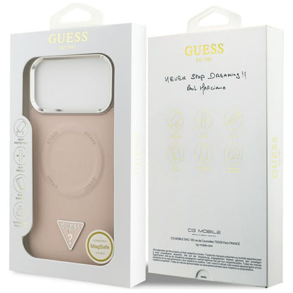 Θήκη MagSafe για Apple iPhone 17 Pro Max, Guess, Triangle Logo, Ροζ Ασημί