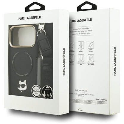 Θήκη MagSafe για Apple iPhone 17 Pro Max, Karl Lagerfeld, Big Strap Choupette Metal Logo, Μαύρη