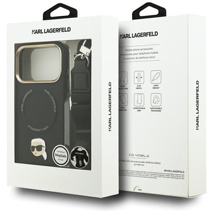 Θήκη MagSafe για Apple iPhone 17 Pro Max, Karl Lagerfeld, Big Strap Karl Metal Logo, Μαύρη