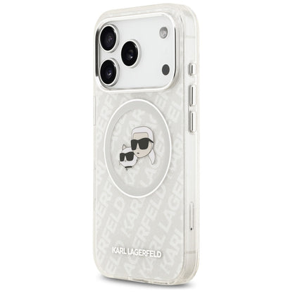 Θήκη MagSafe για Apple iPhone 17 Pro Max, Karl Lagerfeld, Glitter Karl & Choupette Head, Λευκή