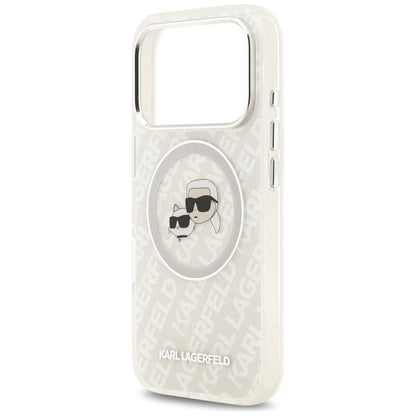 Θήκη MagSafe για Apple iPhone 17 Pro Max, Karl Lagerfeld, Glitter Karl & Choupette Head, Λευκή