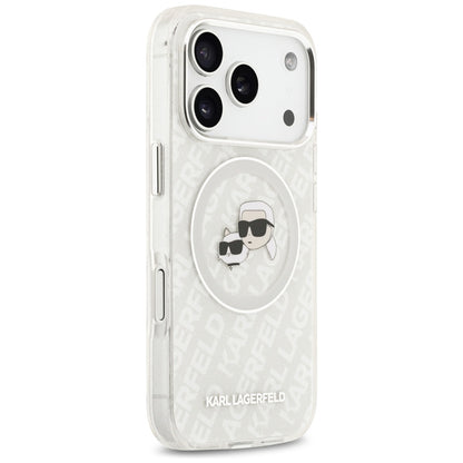 Θήκη MagSafe για Apple iPhone 17 Pro Max, Karl Lagerfeld, Glitter Karl & Choupette Head, Λευκή