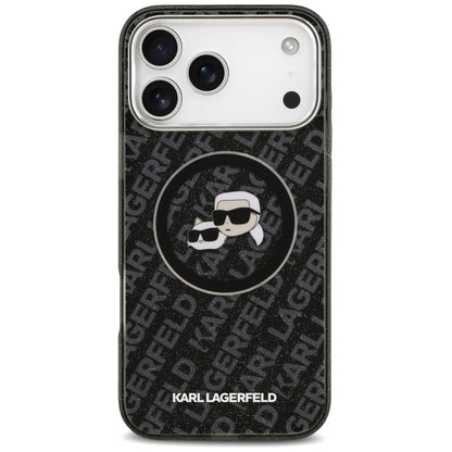 Θήκη MagSafe για Apple iPhone 17 Pro Max, Karl Lagerfeld, Glitter Karl & Choupette Head, Μαύρη
