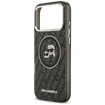 Θήκη MagSafe για Apple iPhone 17 Pro Max, Karl Lagerfeld, Glitter Karl & Choupette Head, Μαύρη