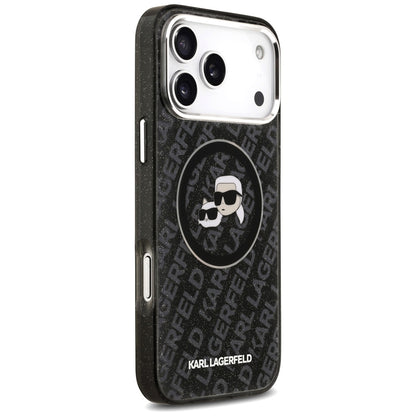 Θήκη MagSafe για Apple iPhone 17 Pro Max, Karl Lagerfeld, Glitter Karl & Choupette Head, Μαύρη