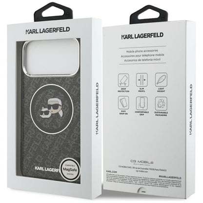 Θήκη MagSafe για Apple iPhone 17 Pro Max, Karl Lagerfeld, Glitter Karl & Choupette Head, Μαύρη