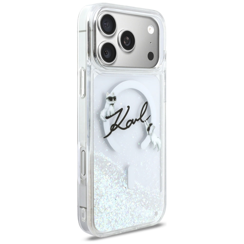Θήκη MagSafe για Apple iPhone 17 Pro Max, Karl Lagerfeld, Glitter Karl Script Logo, Διαφανής