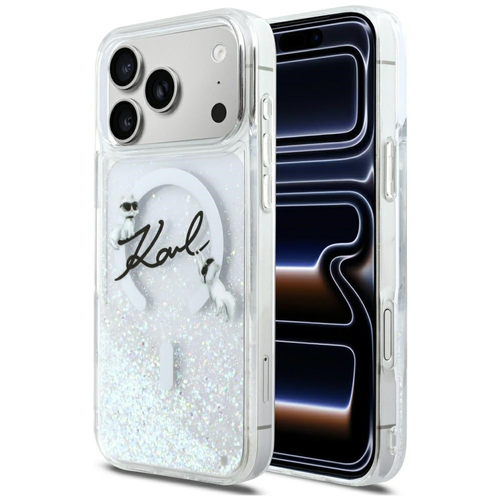Θήκη MagSafe για Apple iPhone 17 Pro Max, Karl Lagerfeld, Glitter Karl Script Logo, Διαφανής