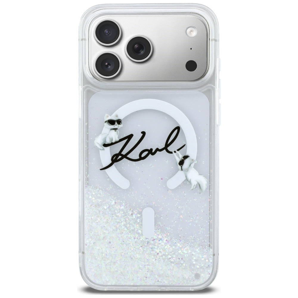 Θήκη MagSafe για Apple iPhone 17 Pro Max, Karl Lagerfeld, Glitter Karl Script Logo, Διαφανής