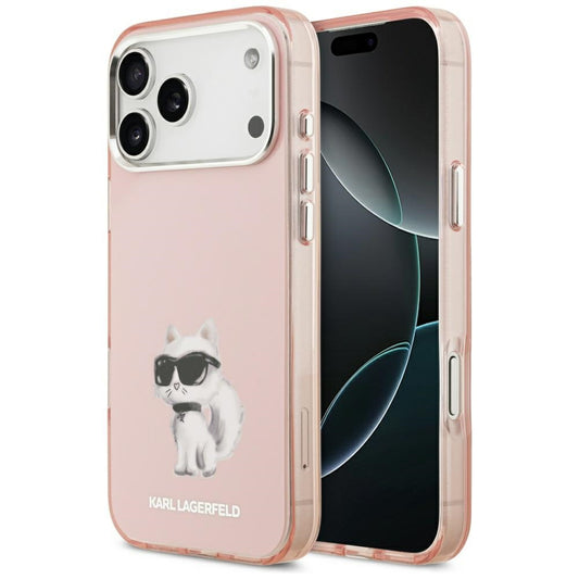 Θήκη MagSafe για Apple iPhone 17 Pro Max, Karl Lagerfeld, IML Aquarelle Logo Choupette, Ροζ